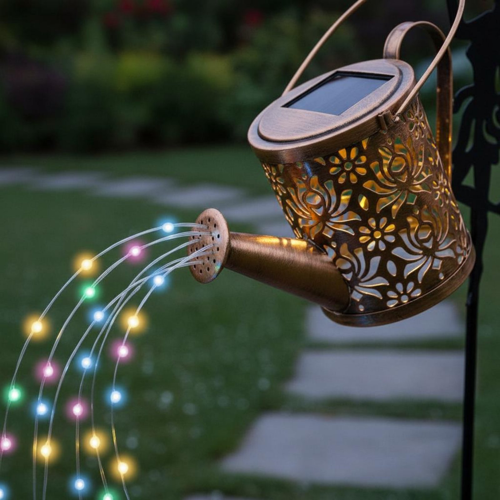 Outdoor Lighting Yard Decoration - Solarbetriebene Feengießkanne mit Licht, Dekorative Projektions-Feengießkanne,