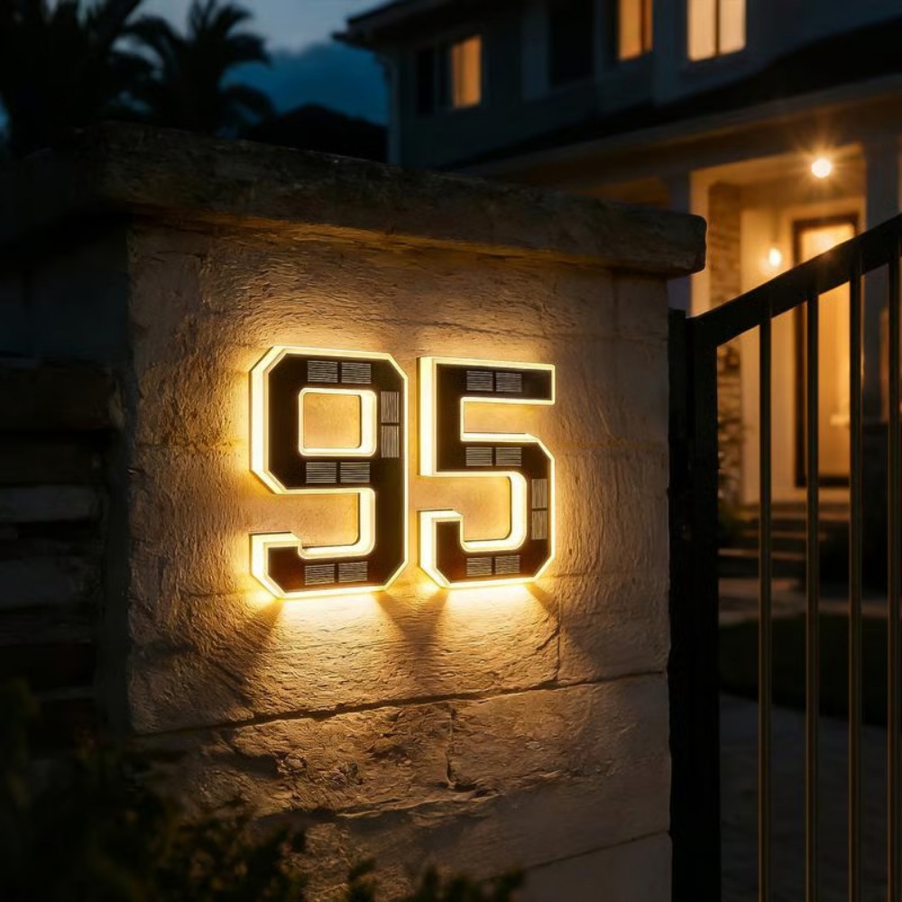 Outdoor Lighting Led Fixtures - Neues Solar-Adressenschild LED-Hausnummernleuchte Wasserdichte Beleuchtete Türnummern-Plakette