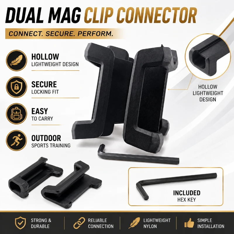 Outdoor Lighting Connectors - Outdoor-Trainingszubehör: Hohl-Nylon-Doppelmagazin-Verbinder – Leichter, tragbarer Dual-Magazin-Parallel-Link-Halter