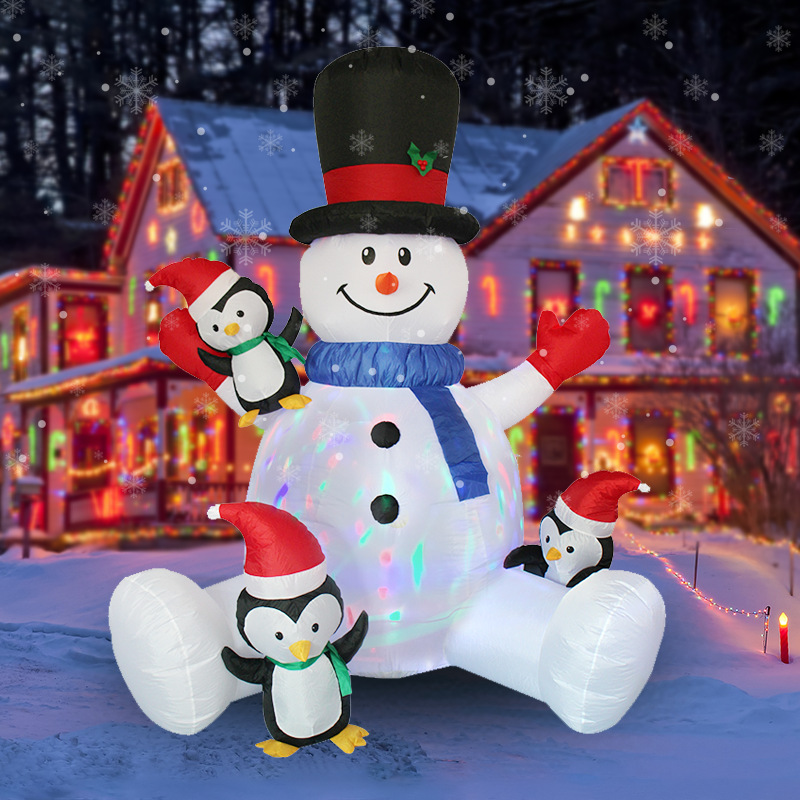 Outdoor Lighting For Christmas - Weihnachten aufblasbarer Schneemann Pinguin gestapelt Arhat