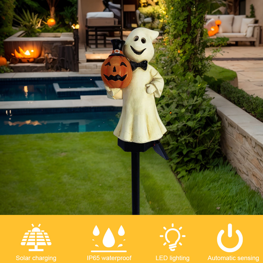 Outdoor Lighting Yard Decoration - Outdoor Halloween Geister-Wegbeleuchtung Wasserdichte Solar-Kürbis-Stablichter für