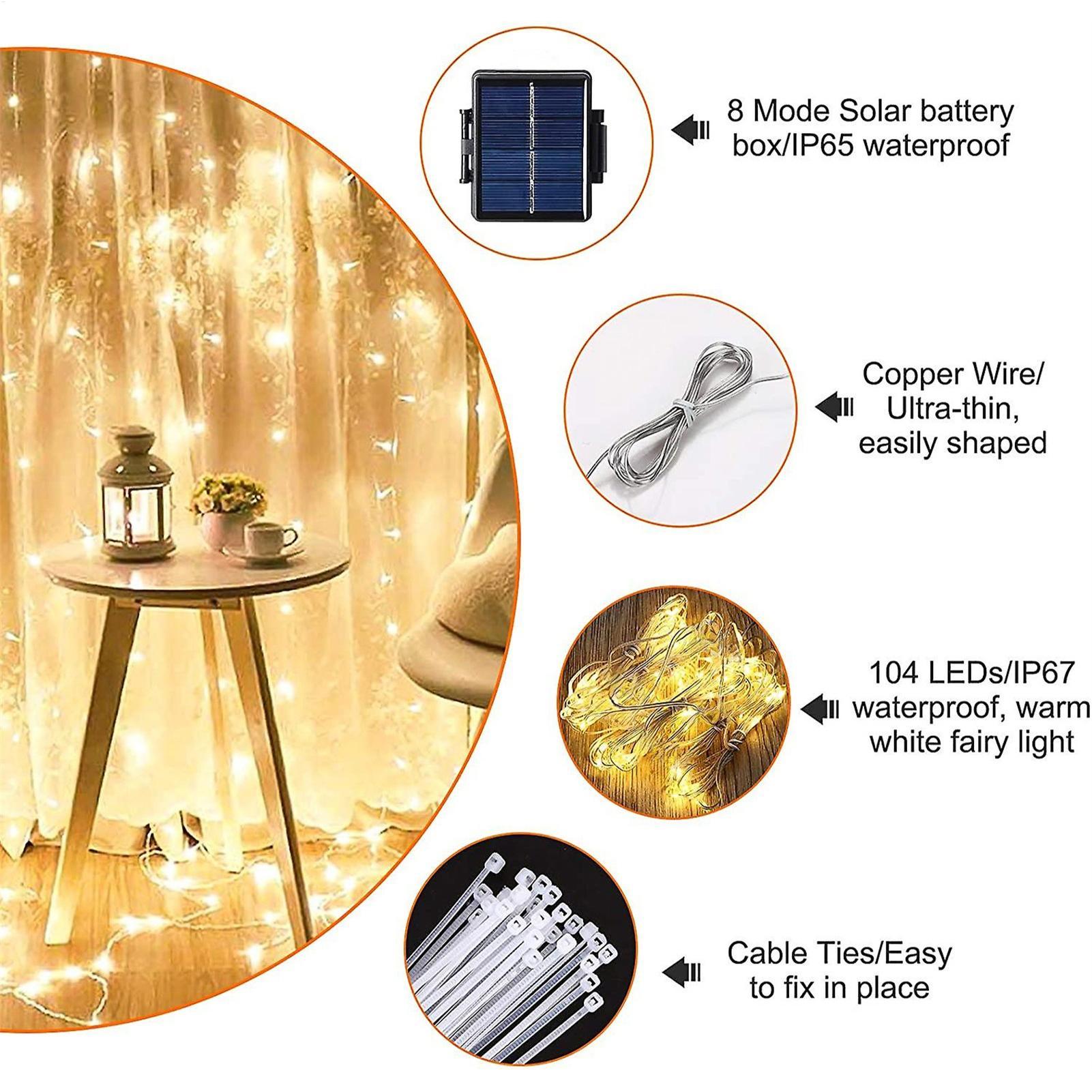 Outdoor Lighting Led Fixtures - Solar-Sonnenschirm-Lichterkette 104 LED, wasserdichte Solarleuchte für