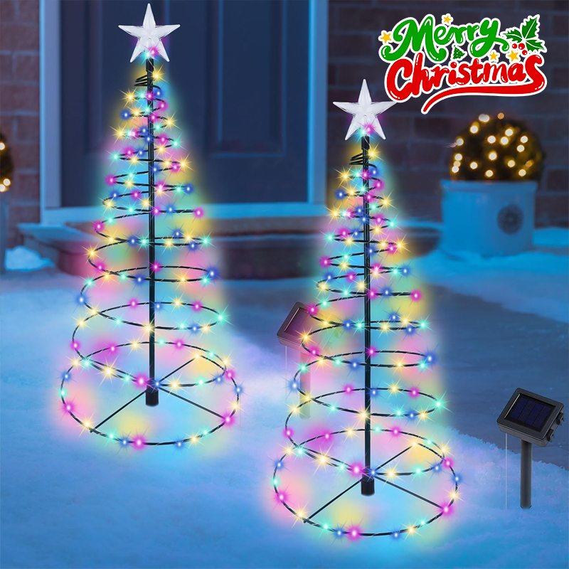 Outdoor Lighting Tree - Solarbetriebener Weihnachtsbaum, LED-Licht, warmweiß leuchtendes, vom