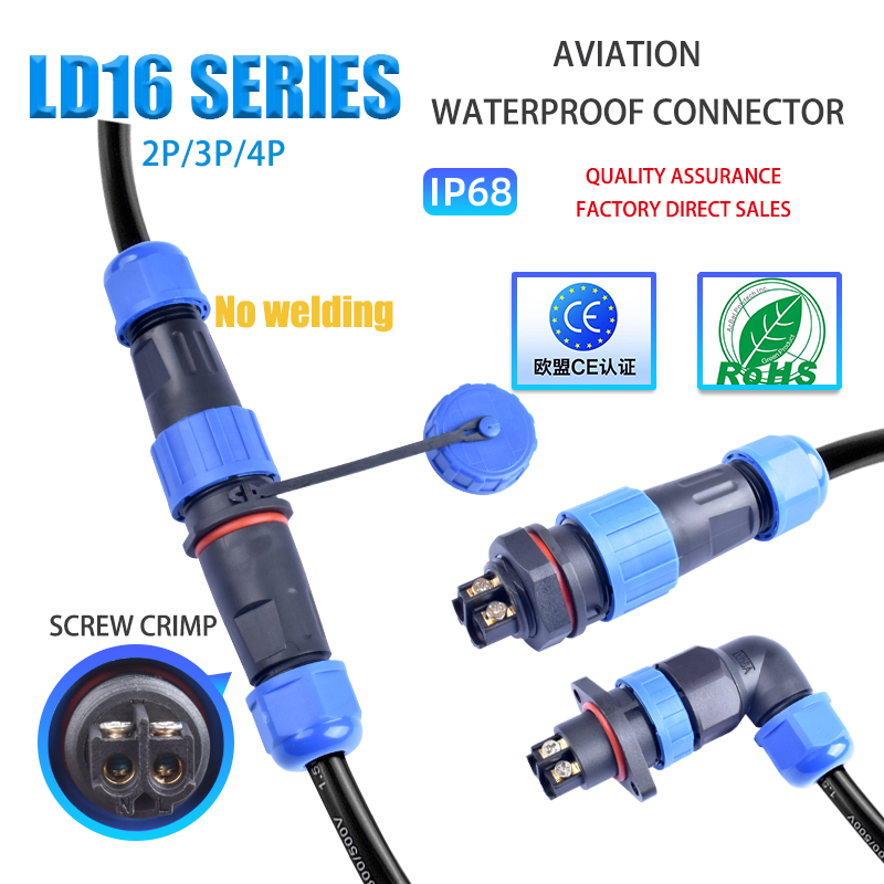 Outdoor Lighting Connectors - LD16 IP68 Wasserdichter Steckverbinder Buchse Stecker