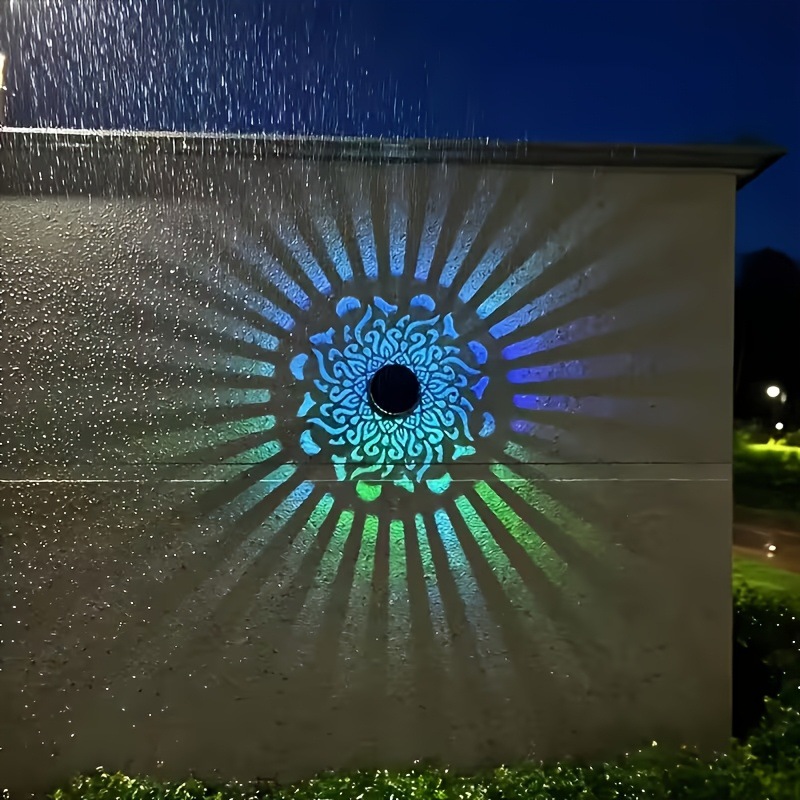 Outdoor Lighting Yard Decoration - Solar-LED-Wandleuchte Mandala-Projektionslaterne Wasserdichte Außenbeleuchtung für Hof