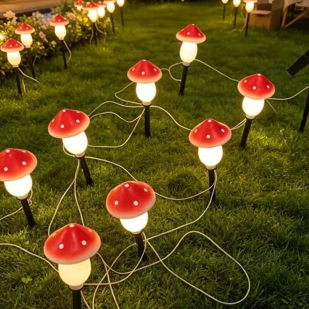 Outdoor Lighting For Christmas - Solar-Pilz-Lichterkette Wasserdichte Außenbeleuchtung für Garten Rasen