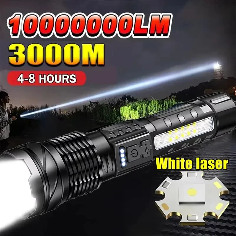 Outdoor Lighting Pole - Leistungsstarke LED-Taschenlampe mit Batterieanzeige USB-Aufladbar Teleskop-Zoom-Fackel