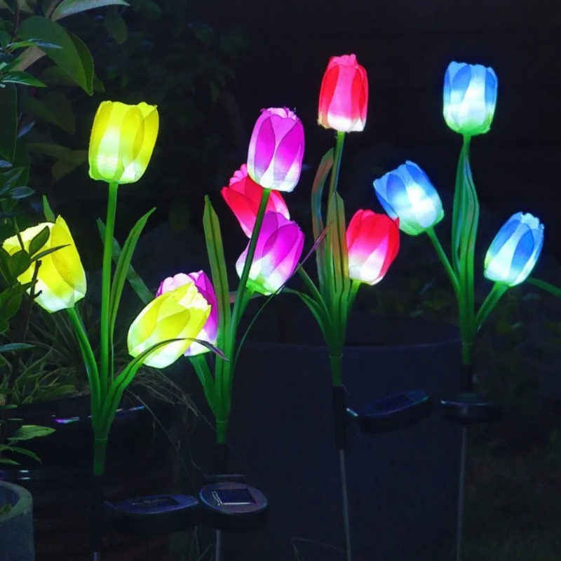 3-köpfige Solar-Tulpen-Lichter – Outdoor Lighting Yard Stakes Bewertung und Preis