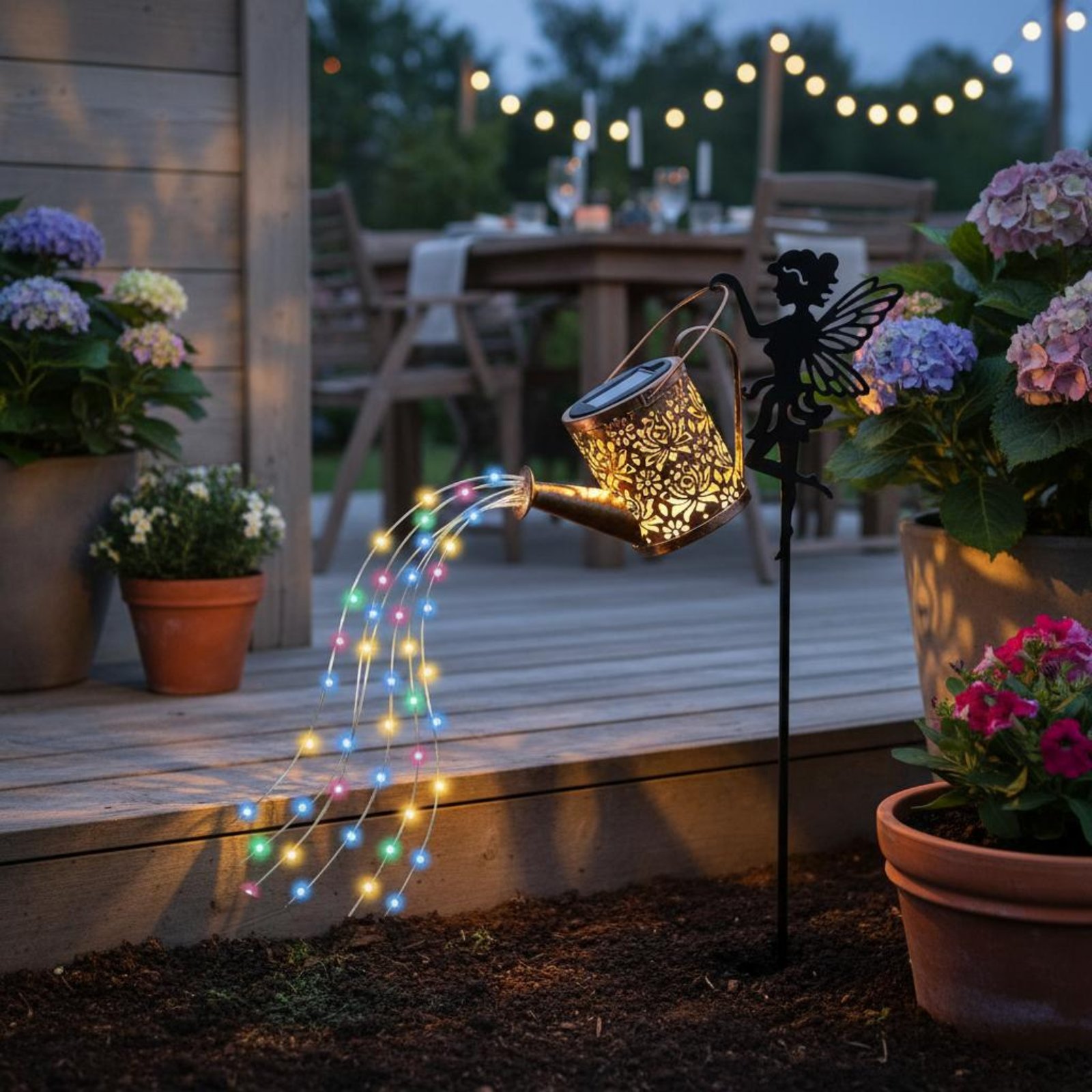 Solarbetriebene Feengießkanne  – Outdoor Lighting Yard Decoration Bewertung und Preis