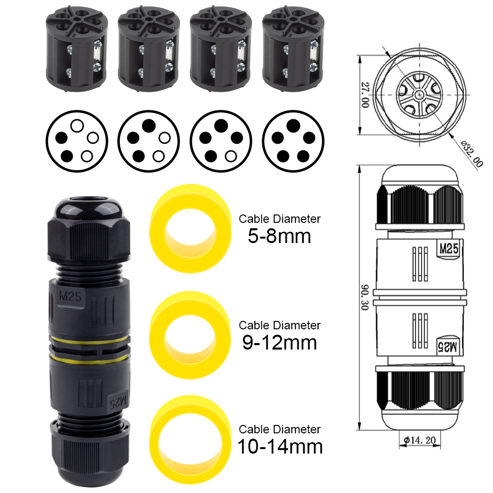 IP68 M25 Kabelstecker für den  – Outdoor Lighting Connectors Bewertung und Preis