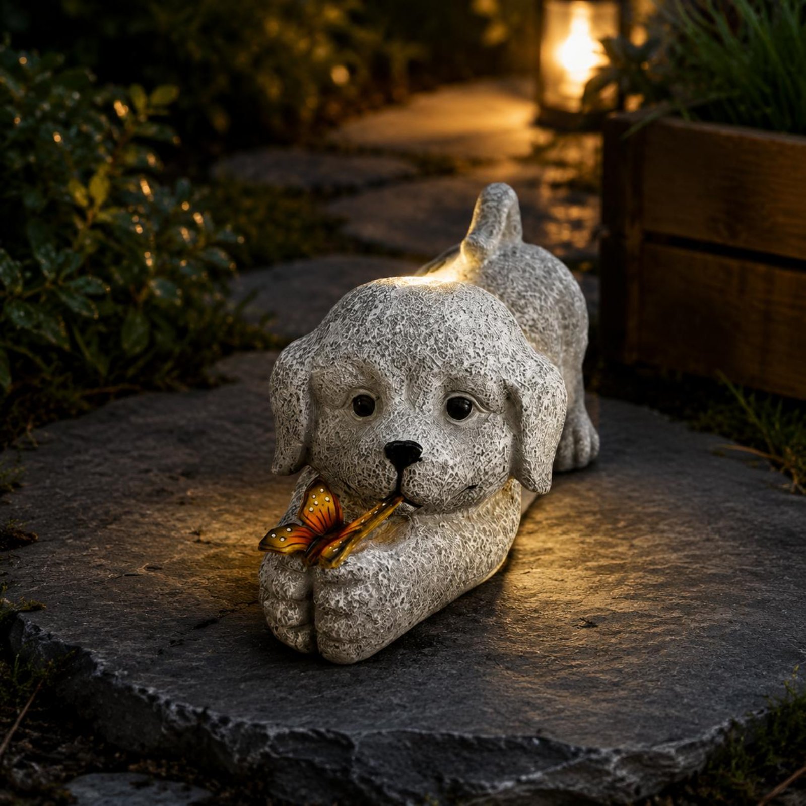 Solar-Hundestatue aus Kunsthar – Outdoor Lighting Yard Decoration Bewertung und Preis