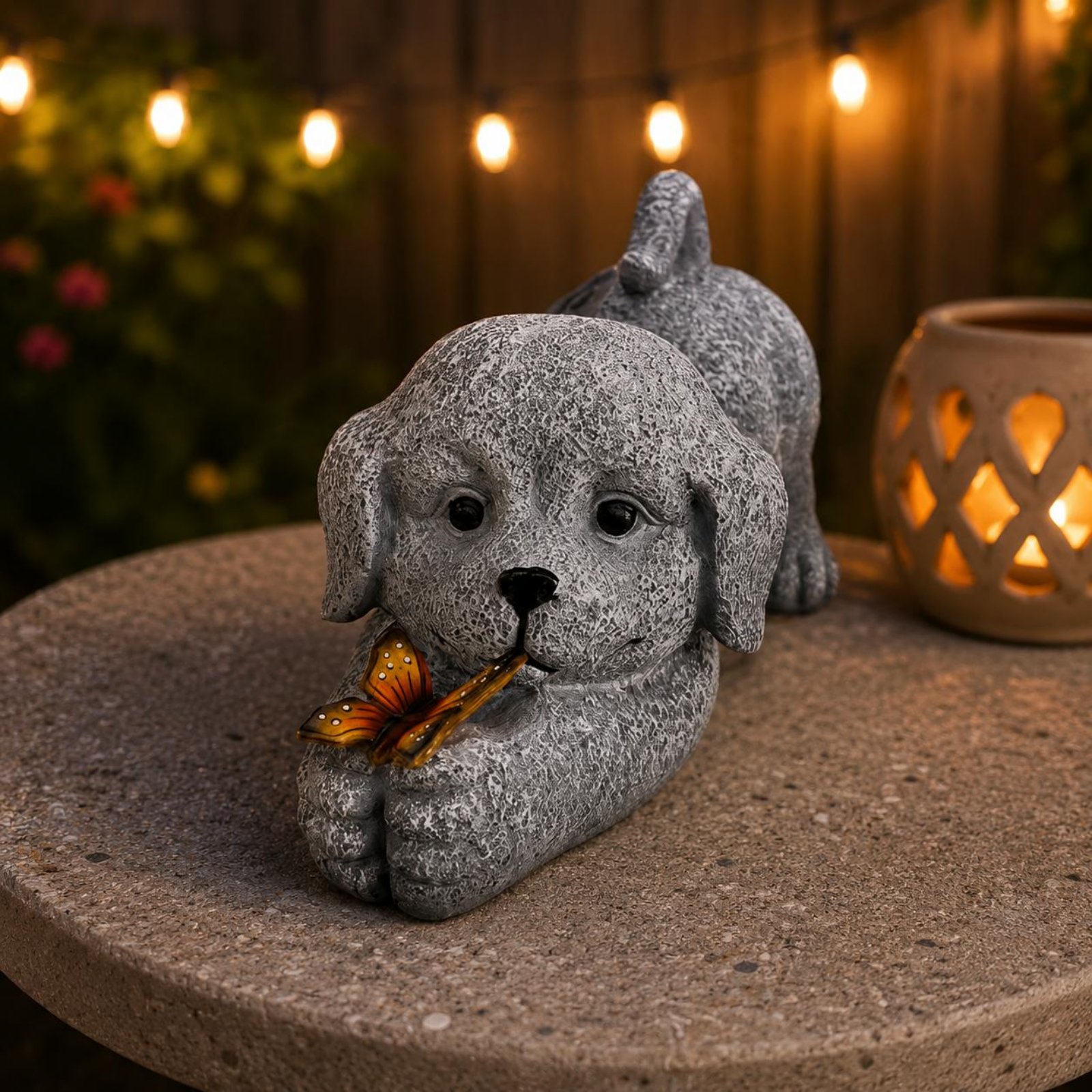 Solar-Hundestatue aus Kunsthar – Outdoor Lighting Yard Decoration Bewertung und Preis